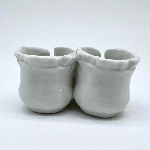 Vintage 70s Porcelain Baby Booties Pink Bow White Nursery Decor - Picture 3 of 8